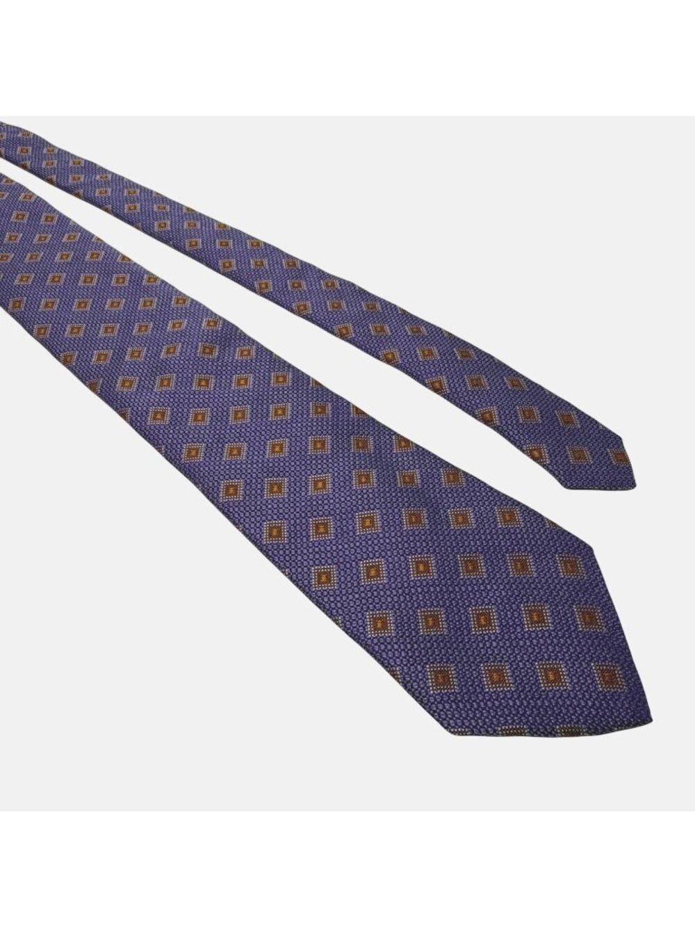 Silk Tie Purple Gold Geometric Woven Jacquard USA Classic Kincade Necktie